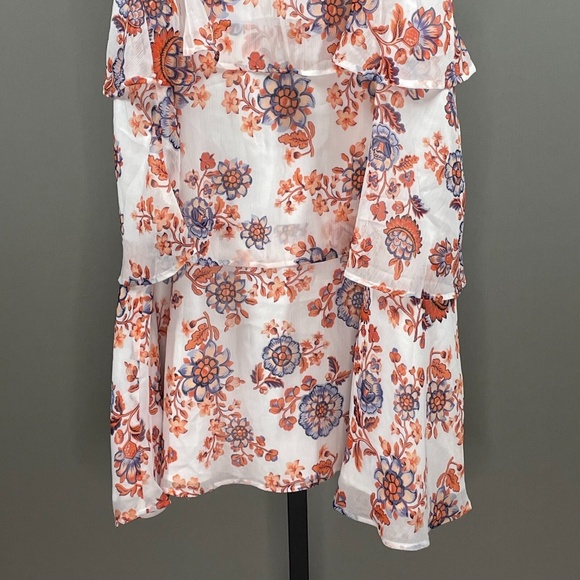 NEW Ann Taylor Skirt Womens 14 purple orange white floral ruffle midi - Picture 3 of 9